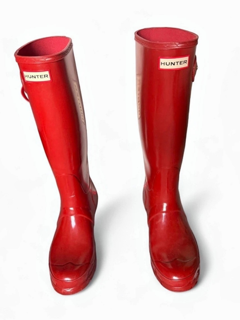 Hunter Women's Original Tall Gloss Rain Boots Red